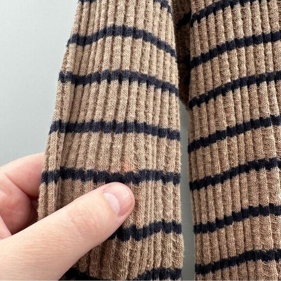 We The Free People‎ Oversized Tan & Black Striped Waffle Knit Peplum Top Size S - Picture 6 of 9
